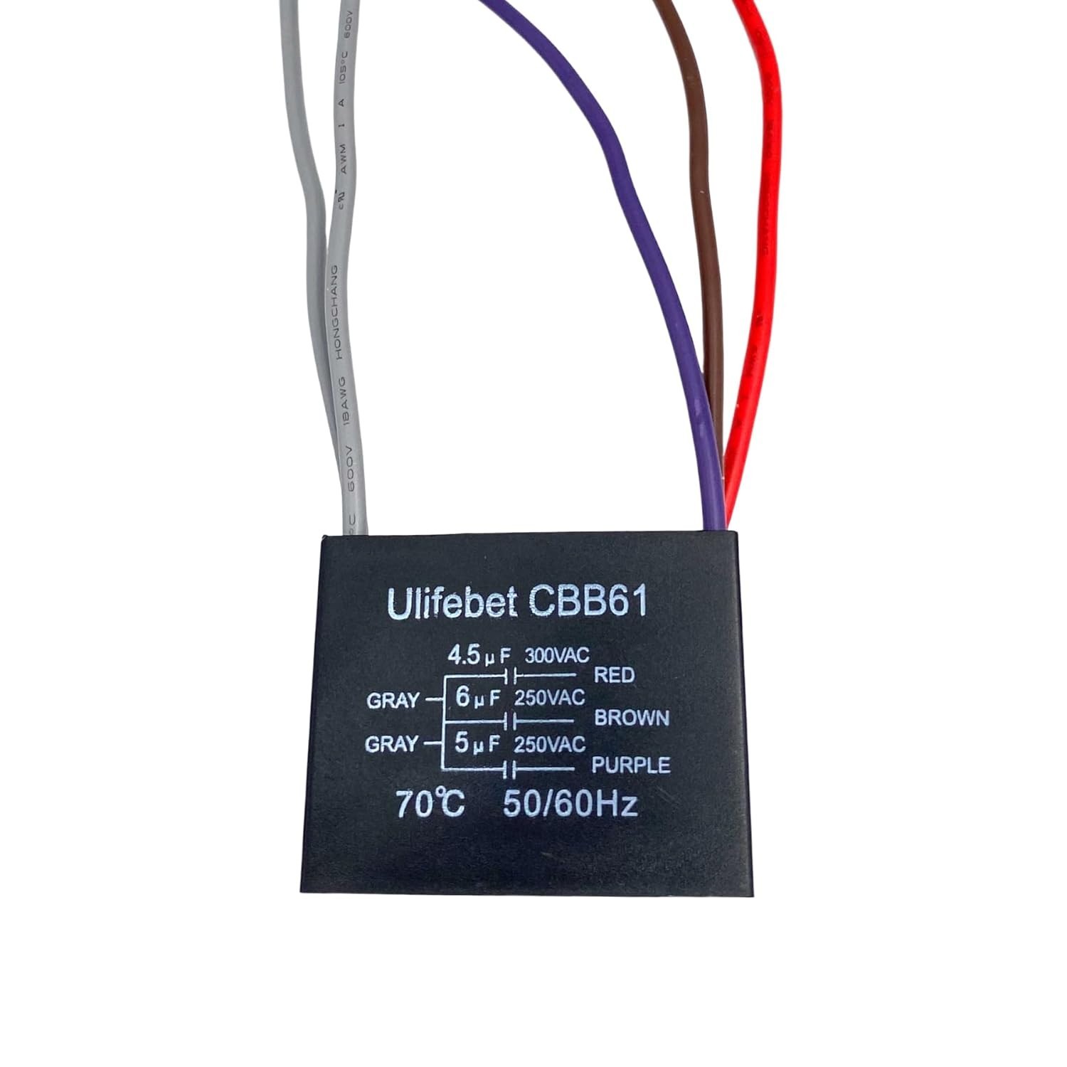 4.5uF + 6uF + 5uF Ceiling Fan Capacitor 5 Wire, 250 Volts AC – High Performance
