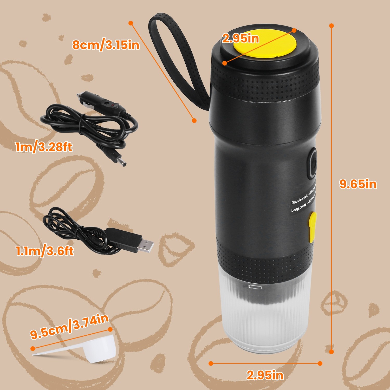 7500mAh Portable Electric Espresso Machine Car Coffee Maker Self-Heating Travel