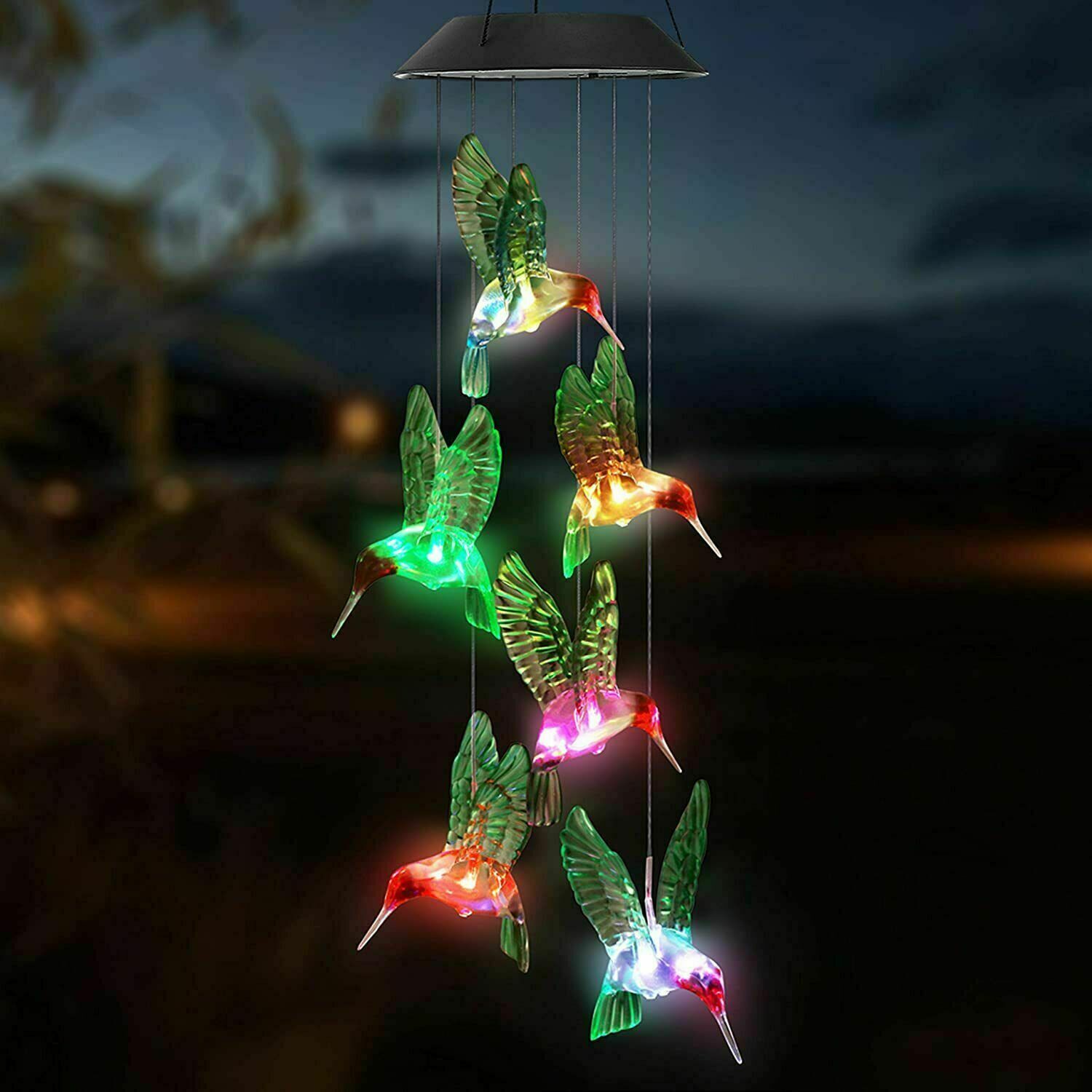 Solar LED Wind Chimes Colour Changing Lights Hanging Light Garden Outdoor Decor