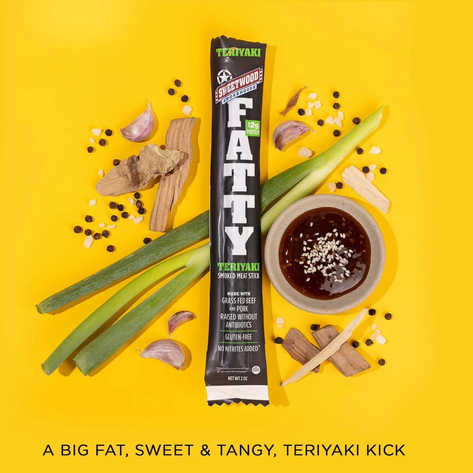 FATTY Smoked Meat Sticks 20 sticks TERIYAKI, 2oz Per, EXP 05/2027
