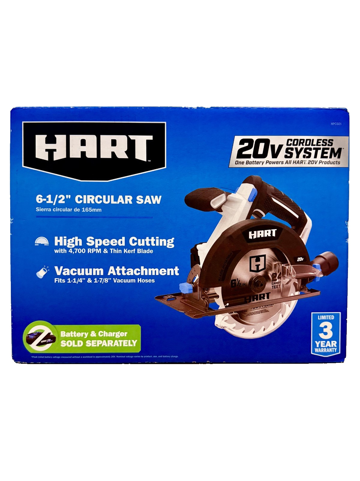 BRAND NEW HART Cordless High Speed Circular Saw 6-1/2” 20V Li-Ion “TOOL ONLY”