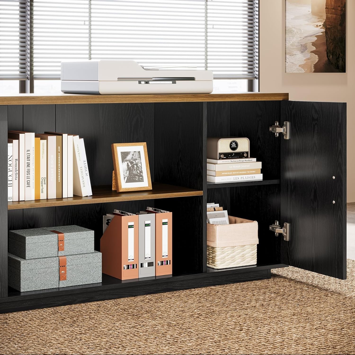 85.8-Inch L-Shaped Executive Desk, Large Office Computer Desk with File Drawers