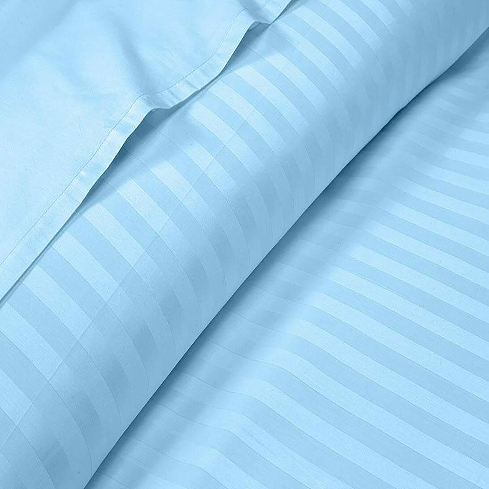 Ultra Deep Pocket 1 PC Fitted Sheet 800 TC 100% Cotton Sky Blue Stripes