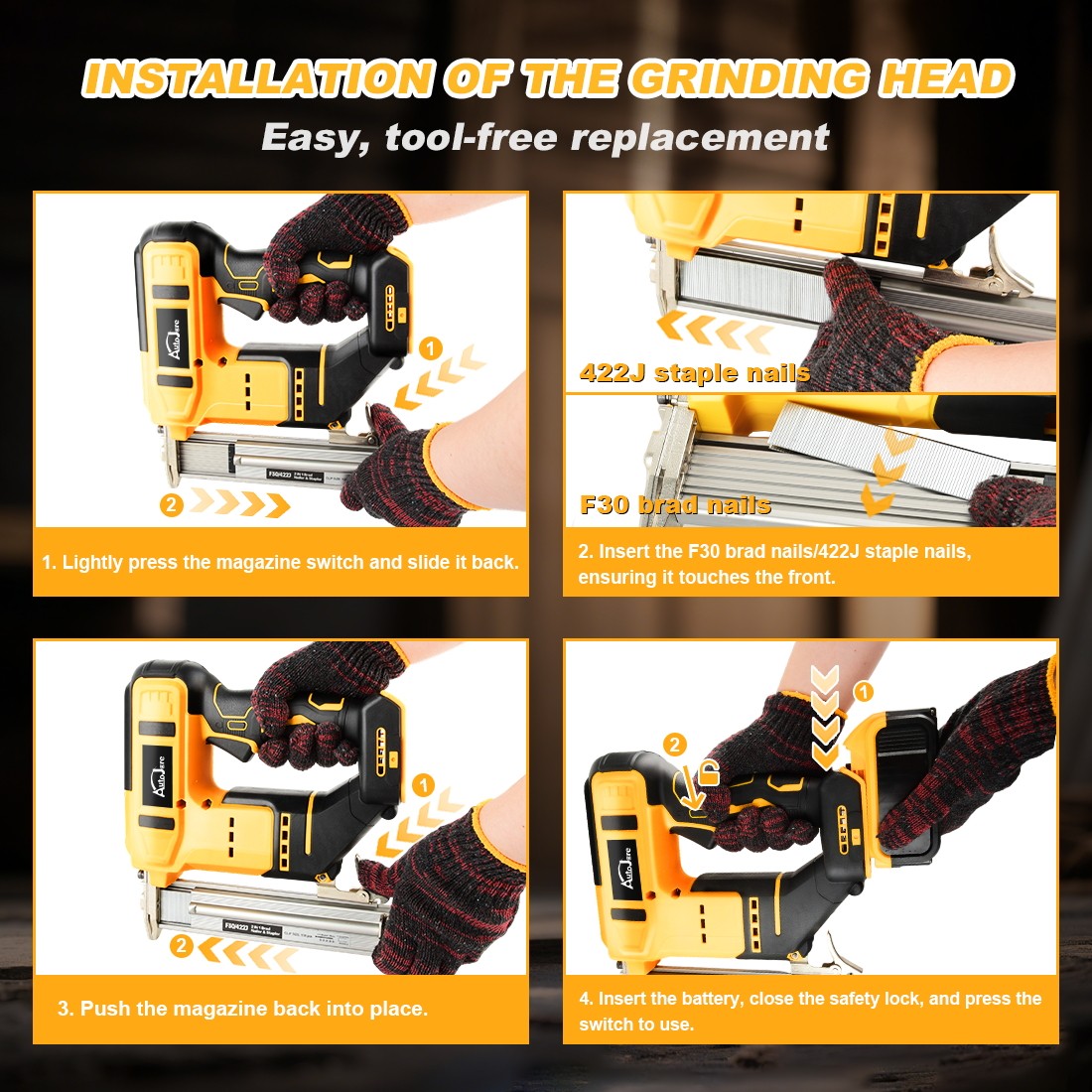 18GA Cordless Brad Nailer for Dewalt 20V Battery, 2 in1 Electric Nail/Staple Gun