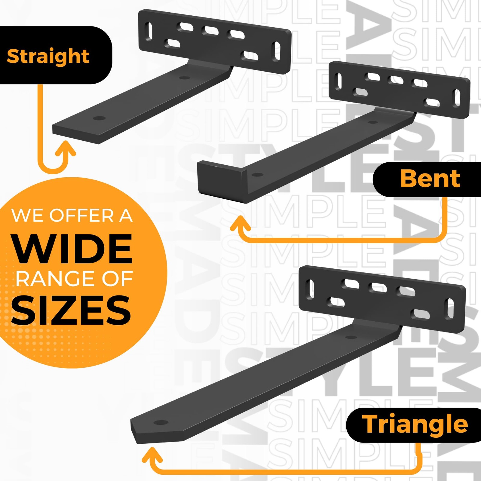 Hungsmart 4 x L Shelf Brackets 8.5in D x 5in W x 1.25in H Black – 4 Pack