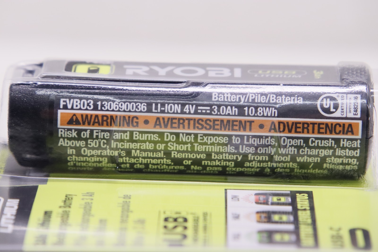 Ryobi FNB01 USB Lithium 3.0 Ah Lithium-ion Rechargeable Battery 2 Pack Brand New