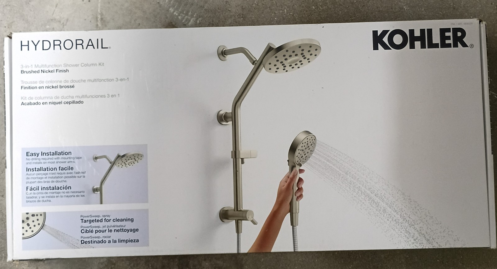 Kohler HydroRail 3-in-1 Multifunction Shower Column Kit in a Brushed Nickel