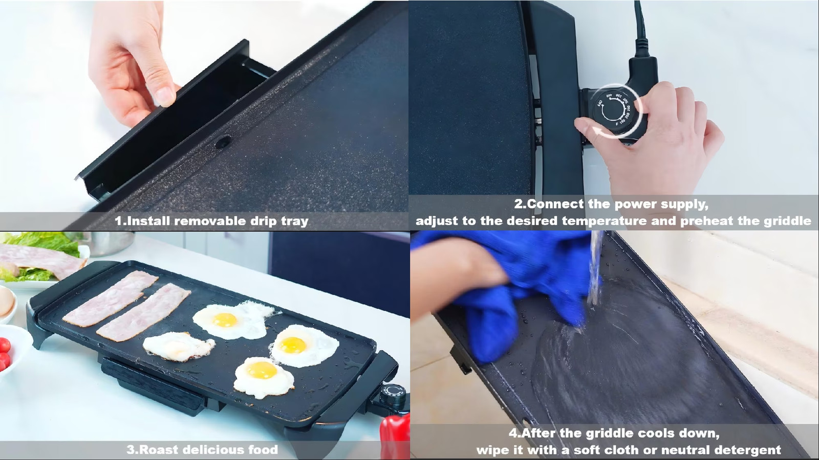 20” Electric Griddle – Non-Stick, Temperature Control,1500 W,Ceramic Coating