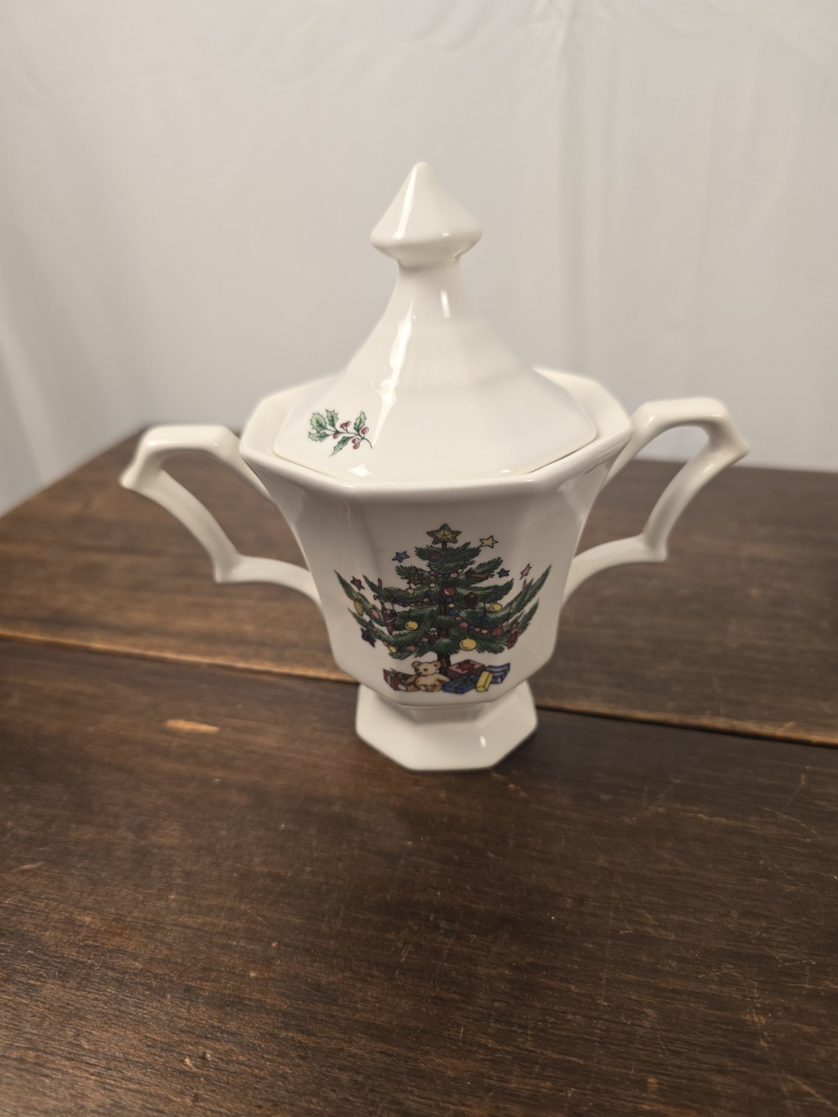 3pc VTG Nikko Classic Collection Ironstone Christmas Octagon Sugar & Creamer/Lid