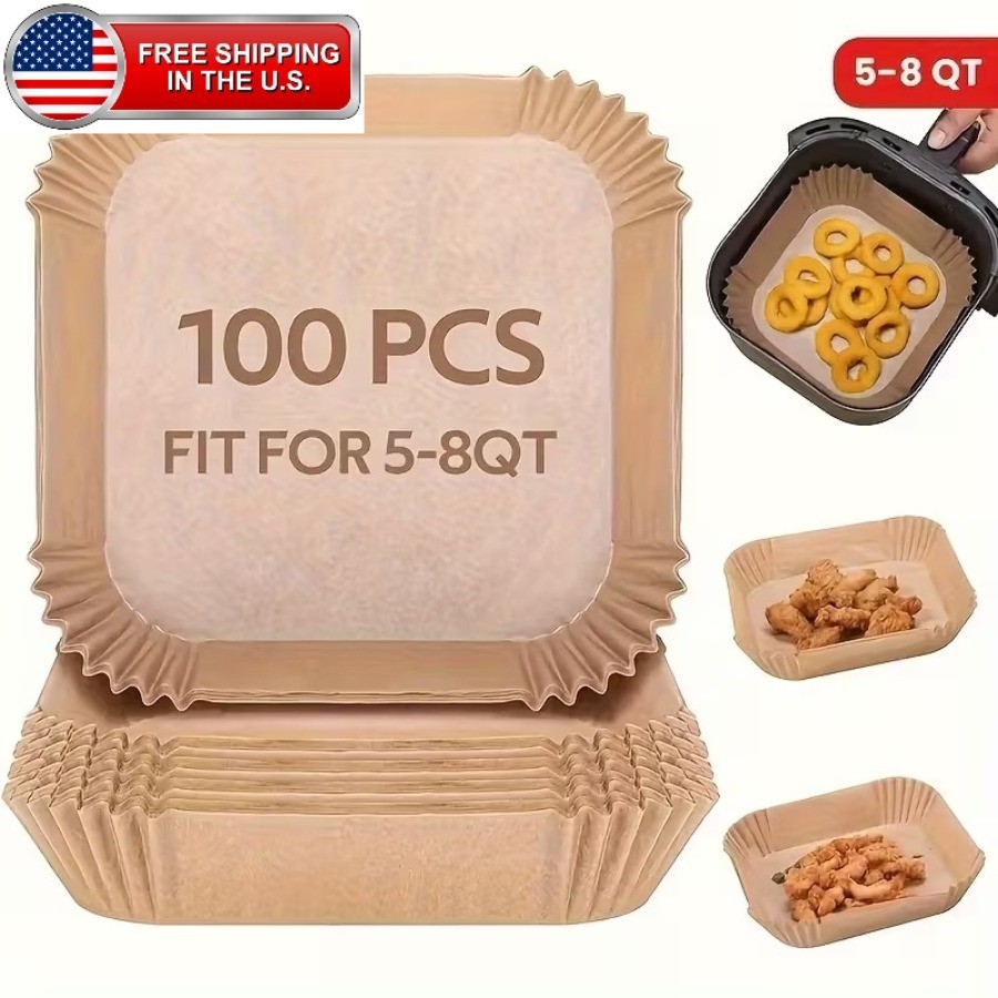 100 Pack Non-Stick Air Fryer Disposable Non-stick Baking Parchment Paper Liners