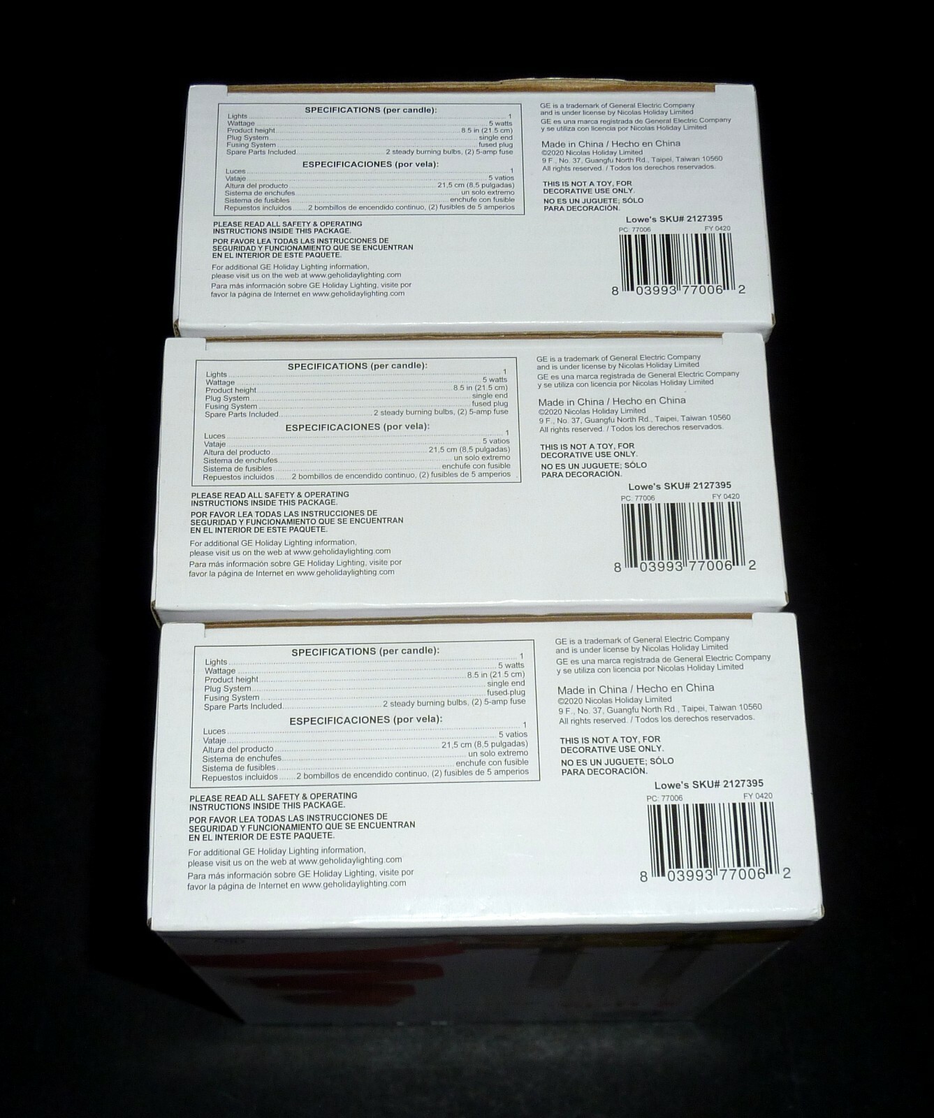 GE 2 pack Window Candles, Electric, Clear 8.5 in/21.5 cm New in Box! (3 boxes)