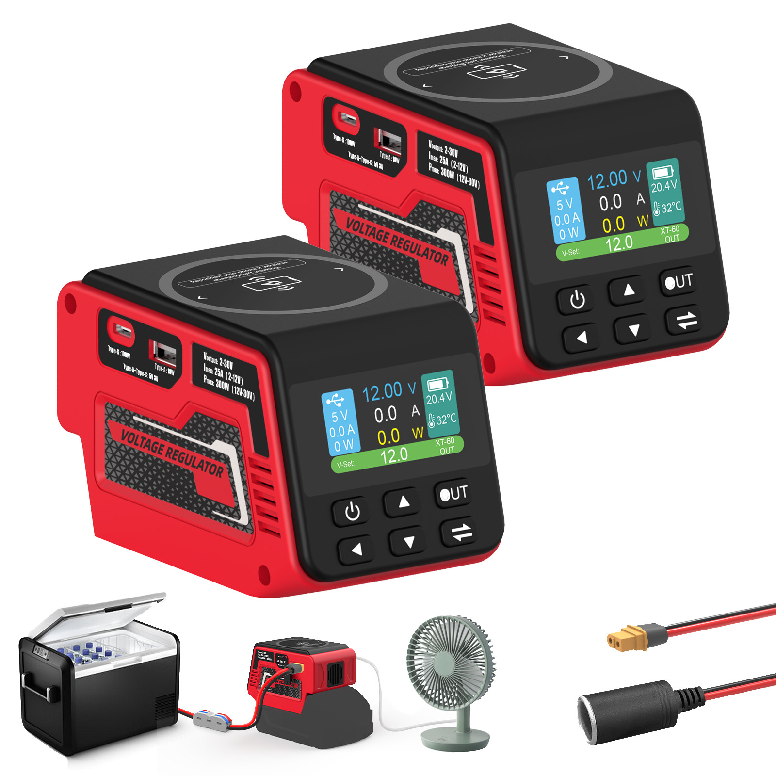 2-Pack 300W Power Regulator Compatible with Milwaukee 18V Battery (No Battery)