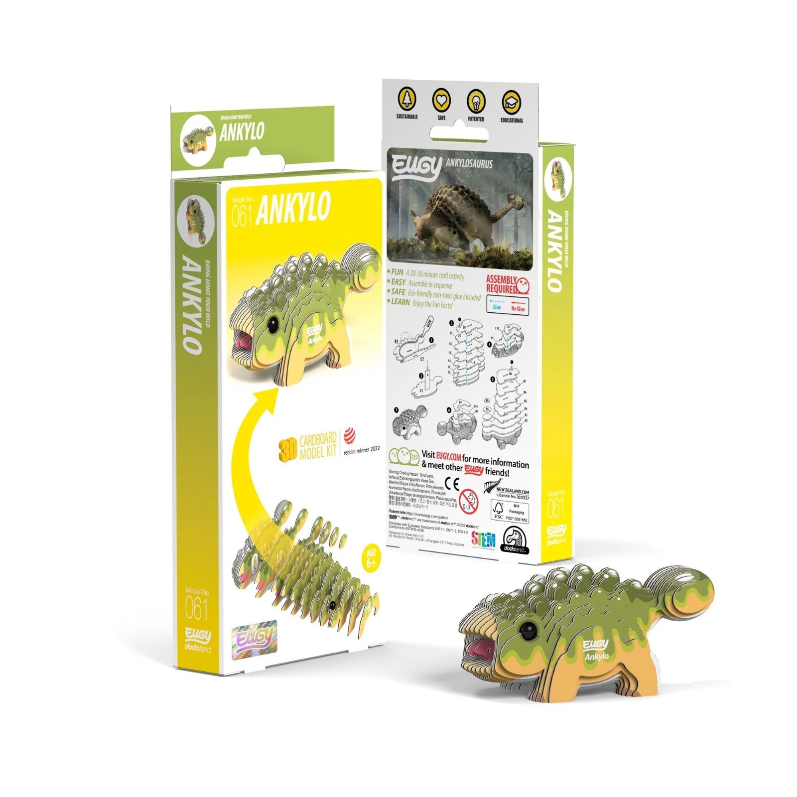 Ankylosaurus 3D Figurine Kit – 3.43in. L x 1.46in. W x 1.61in. H (sl105642)