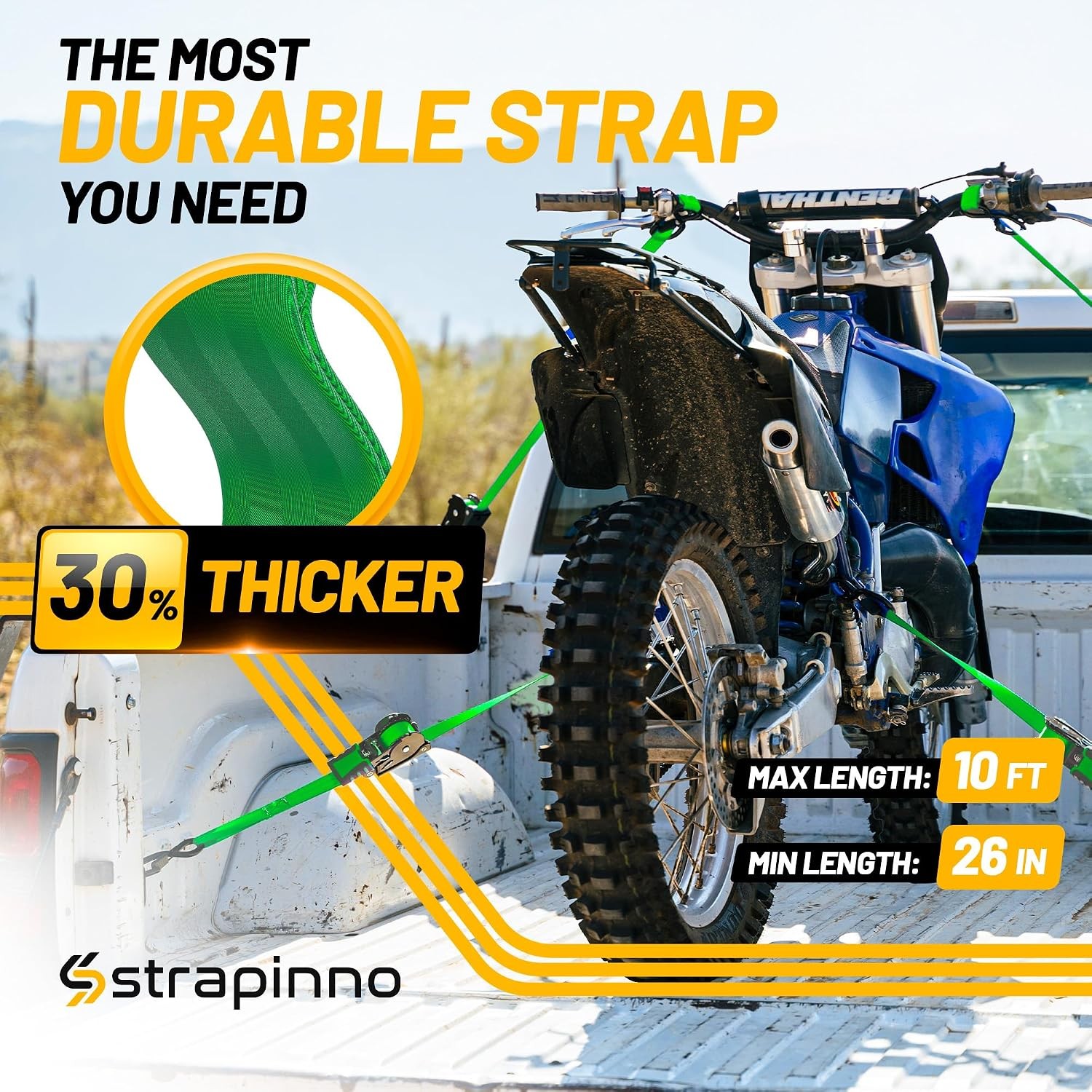 Retractable Ratchet Straps 4-Pack 1 in x 10 ft 1,500LBS Break Strength Most