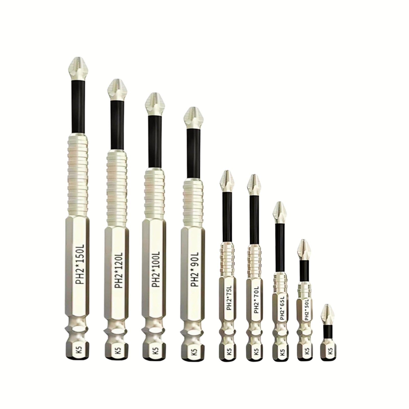9 PC Anti-Slip Magnetic Screwdriver Drill Bit Set | K5 Alloy Steel Impact Drills