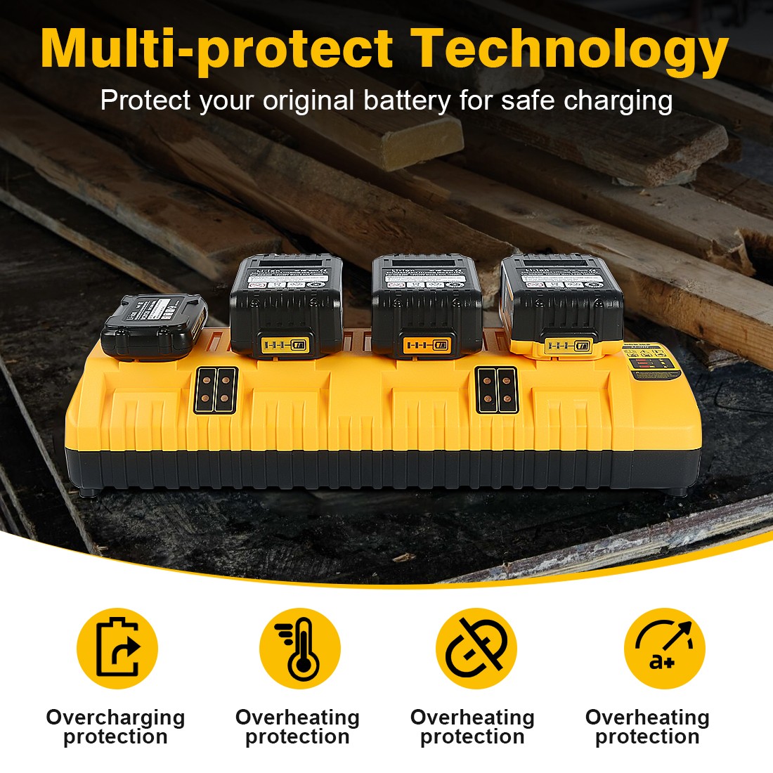 For DEWALT 12/20V DCB104 4-Port Battery Charger Fast charger Lithium XR DCB205