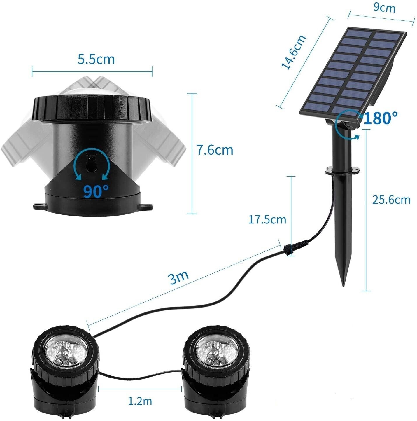 T-SUN 2 IN 1 Solar Pond Lights RGB Outdoor Landscape Underwater Fountain Lamps