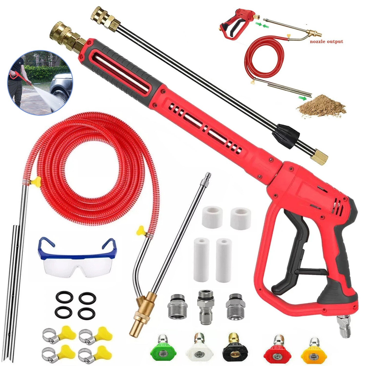 Pressure Washer Sandblasting Kit 5000 PSI Wet Abrasive Sandblaster Attachment…