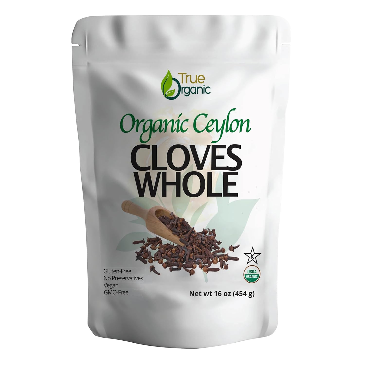 True Organic Ceylon Cloves Whole, 1 lb, Premium Grade, USDA Organic & Kosher Cer