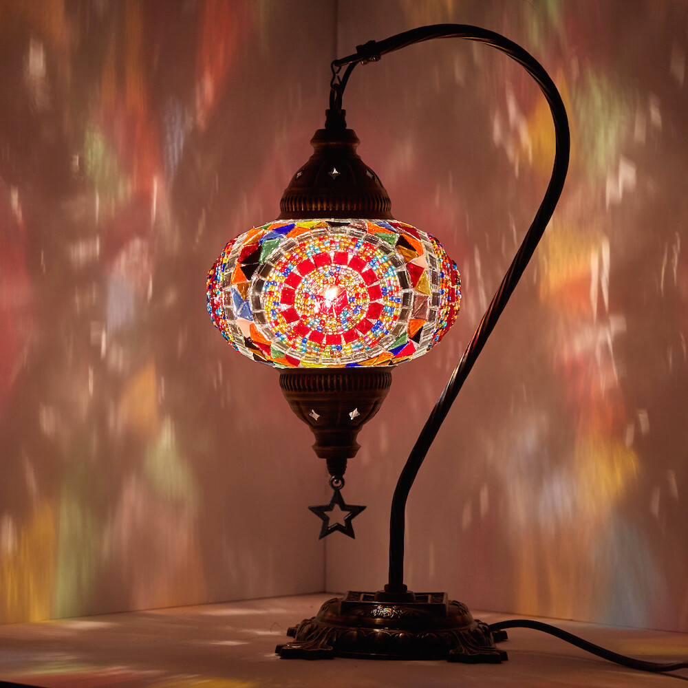 Turkish Moroccan Mosaic Bohemian Colorful Table Bedside Lamp Light Lampshade