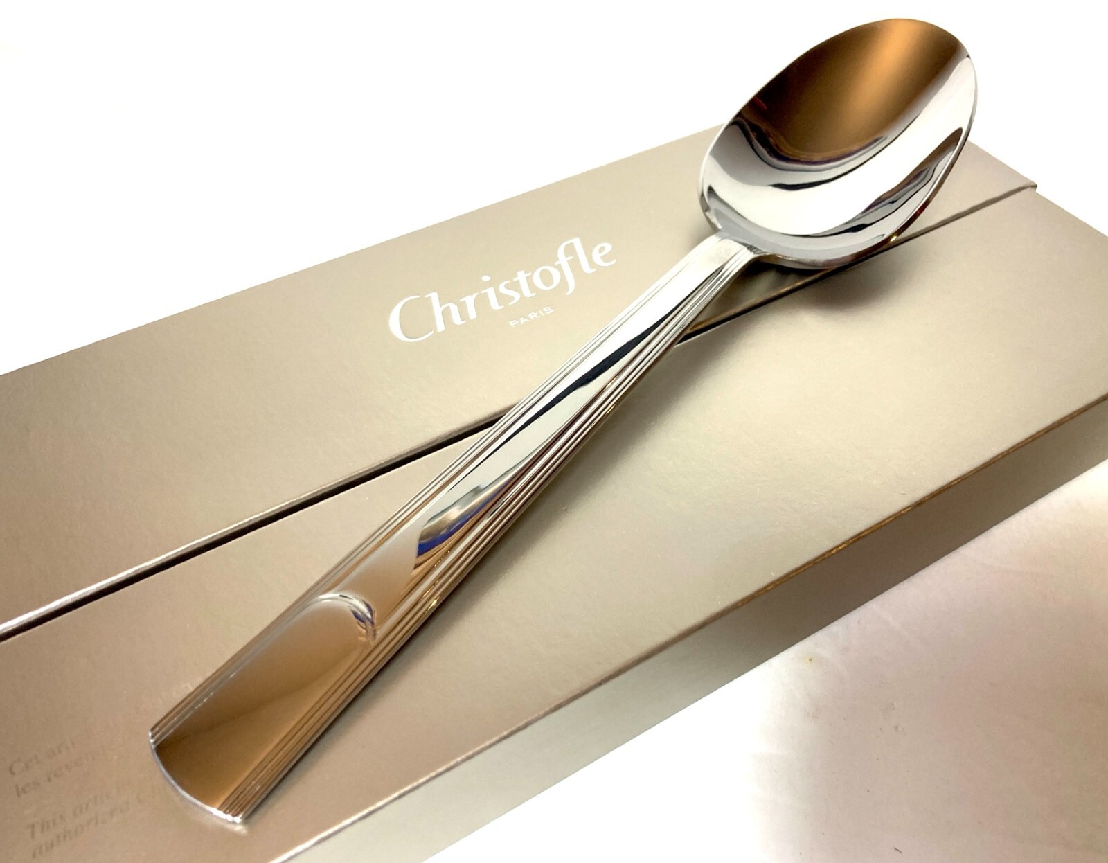 CHRISTOFLE HUDSON STAINLESS STEEL SERVING SPOON 2453006 9.8 IN FRANCE NEW SEALED