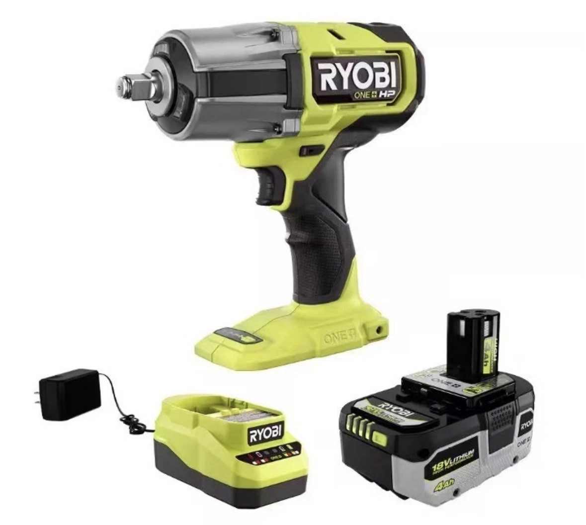 ONE+ 18V Brushless Cordless 4-Mode 1/2 in. Impact Wrench 4.0Ah Battery Charger