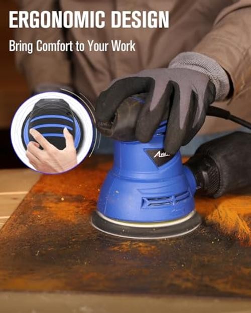 5” Random Orbital Sander Tool Palm Sander for Woodworking | Electric Blue