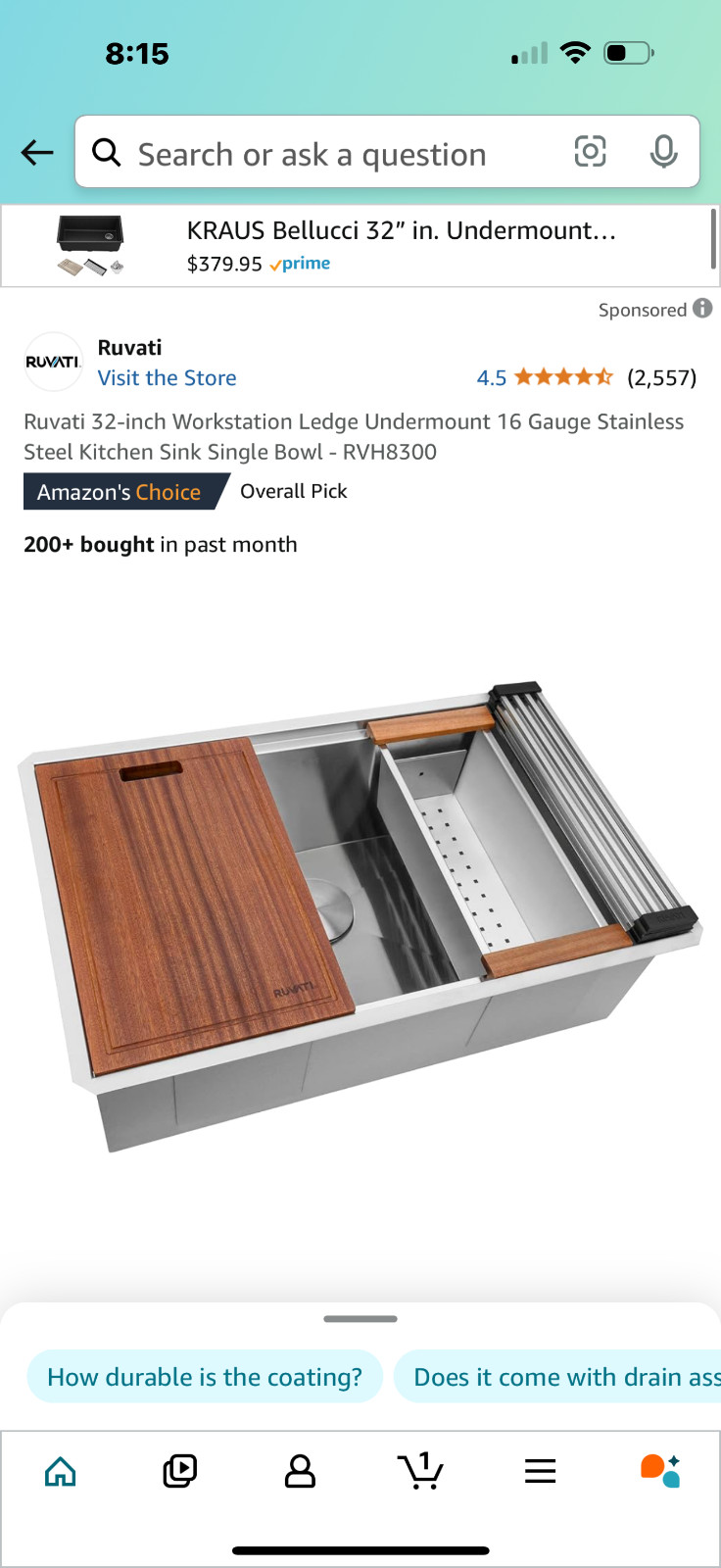 Ruvati 32-inch Undermount Workstation Kitchen Sink Single Bowl – RVH8300