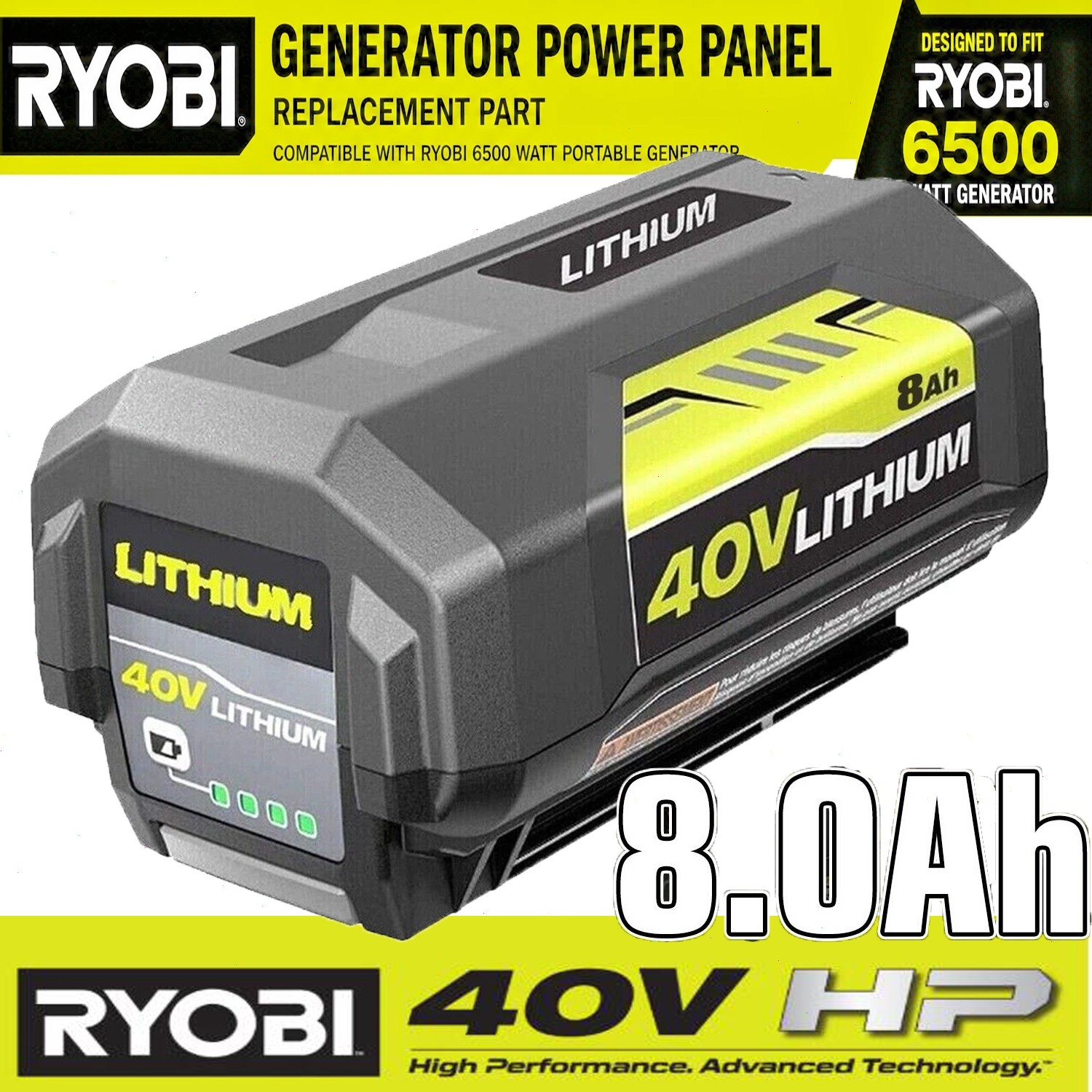 40V 8.0Ah Battery for Ryobi 40 Volt Lithium OP4050 OP40602 OP40261 OP4060 OP4030