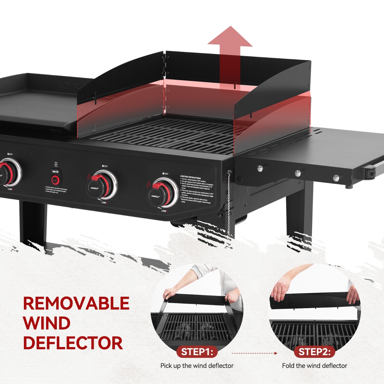 Royal Gourmet 4-Burner Propane Grill Griddle Combo w/ Bonus Grilling Gear Set