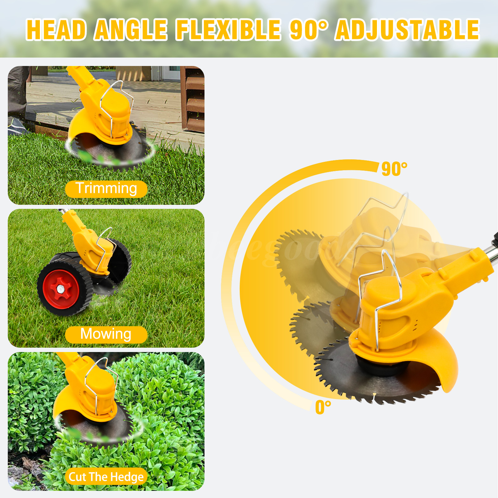 Cordless Weed Eater Electric Brush Cutter Lawn Edger Grass String Trimmer 4.0Ah