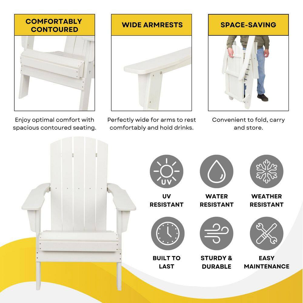 37 In. H Marina Weather Resistant Folding Outdoor Patio HDPE Poly Plastic Adiron