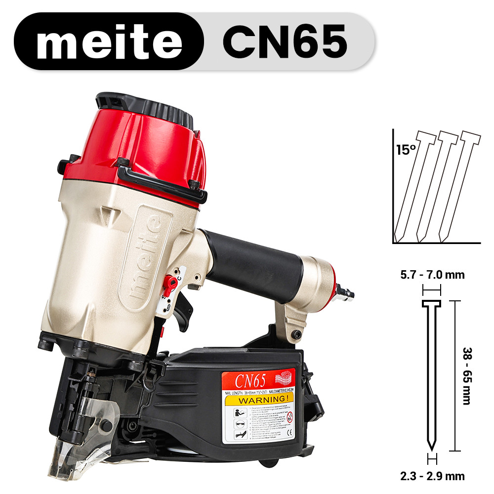 meite CN65 Penumatic Industrial Coil Siding Nailer 15 Degree 1-1/2″ to 2-1/2″