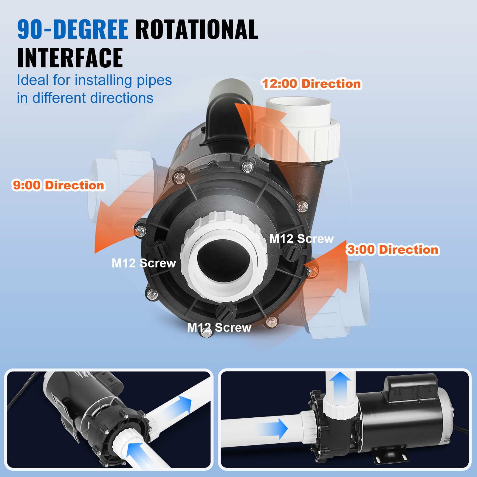VEVOR 2 Speed SPA Pump 56-Frame Hot Tub Pump 3 HP/200 GPM or 0.4 HP/100 GPM