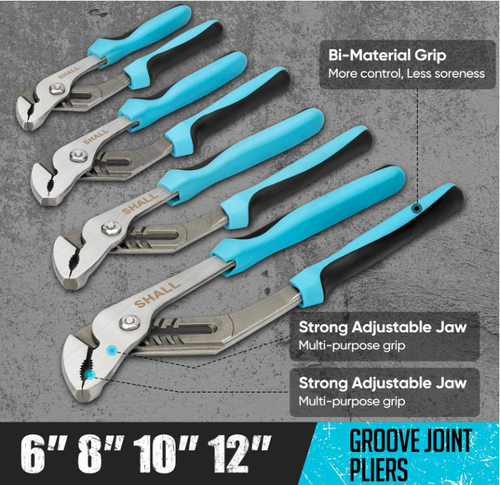 SHALL 8-Piece Wrench & Pliers Set – Adjustable, Forged Steel for Repair