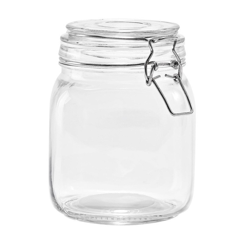 Airtight Glass Storage Jar Lock Lid Canister Coffee Beans Spices Dry Food New