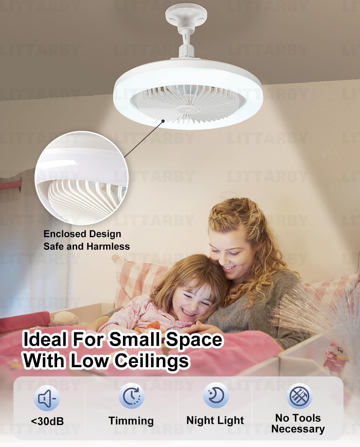 Wireless 10-Inch Ceiling Fan Light with Remote – 3 Color Settings for Any Room