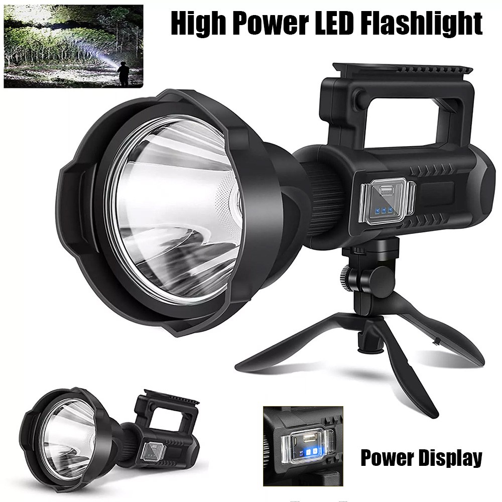 Super Bright LED Searchlight Portable Rechargeable Spotlight Handheld Flashlight