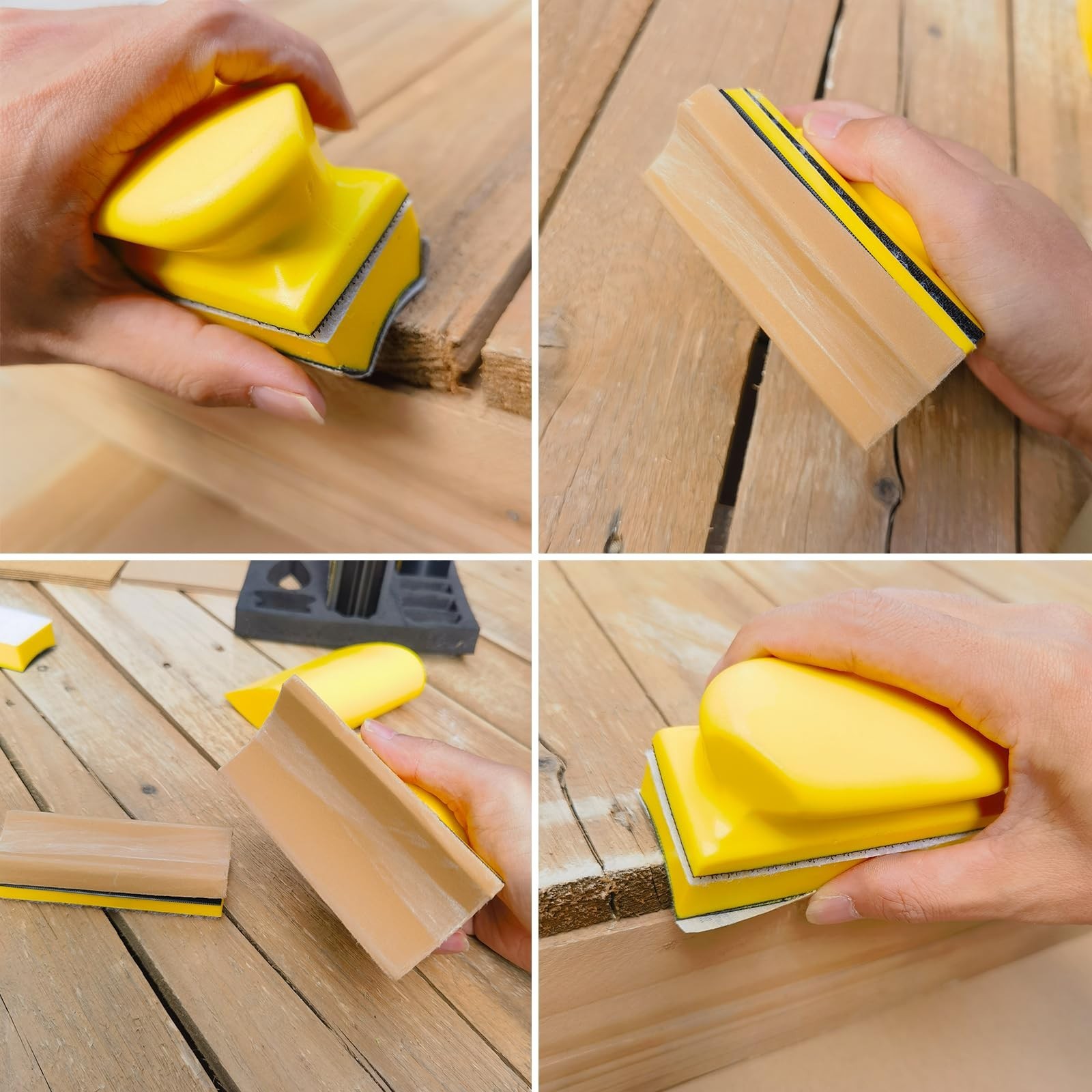 56 PCS Hand Sander Kit – 16 Sanding Blocks + 40 Hook & Loop Sandpaper Sheets, As