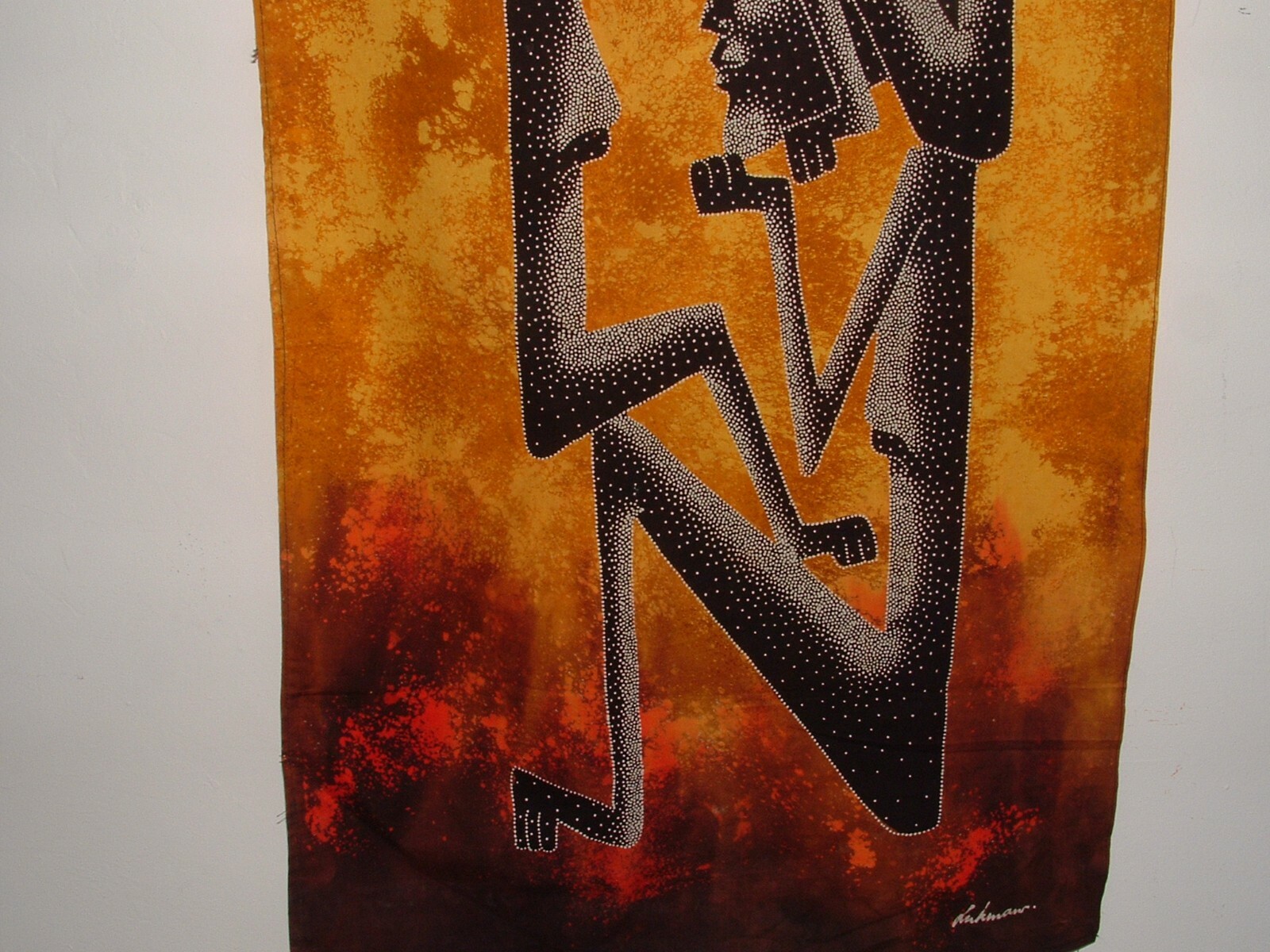 African Style Fabric Wall Hanging, 56″ Long, Lukman, Age Unknown, pre-owned