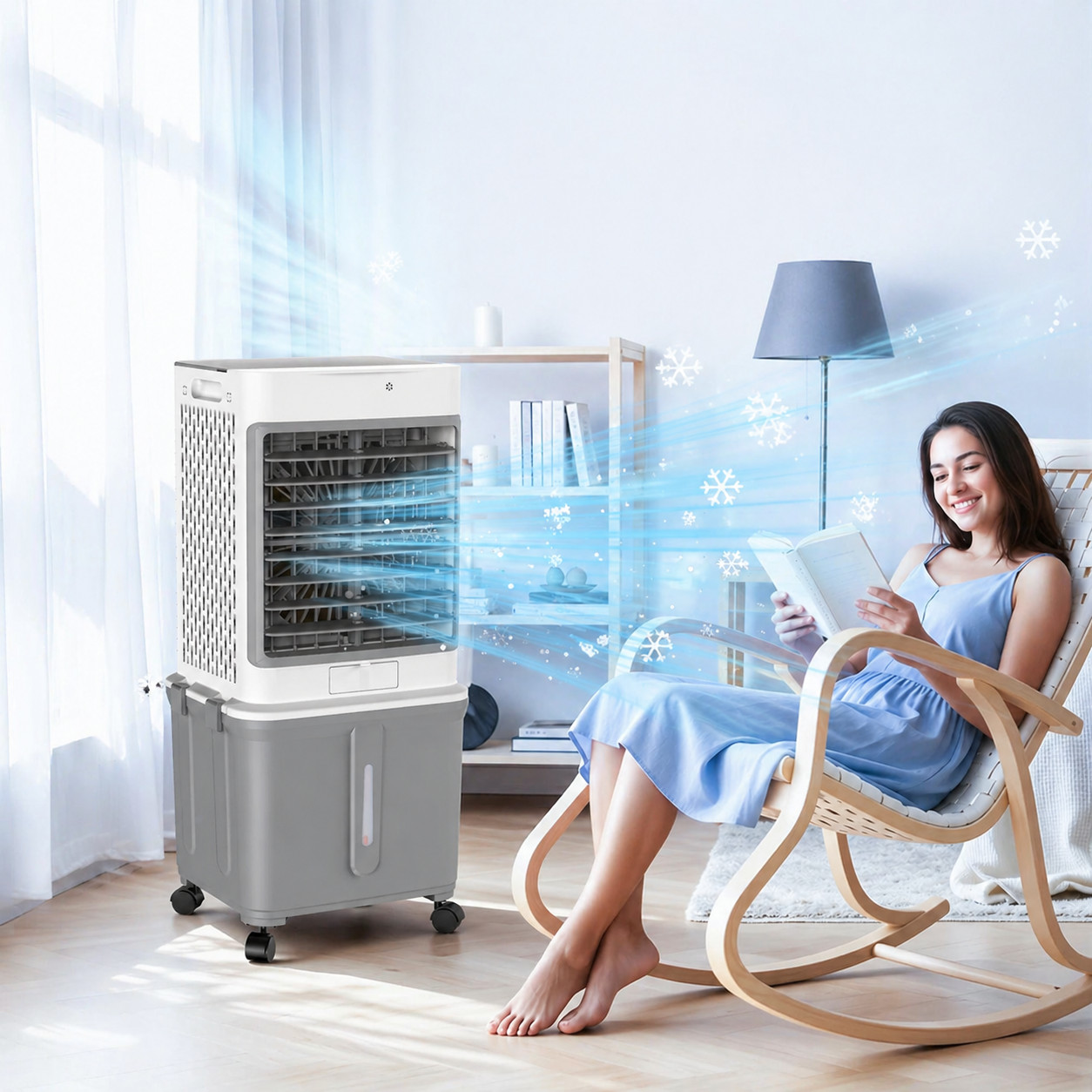 Evaporative Air Cooler Remote Timer 2800CFM Swamp Cooler Fan 10 Gal Water Tank
