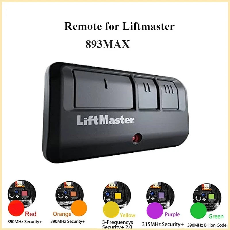 3 Pack 893MAX LiftMaster 3 Button Remote Control Garage Door Opener
