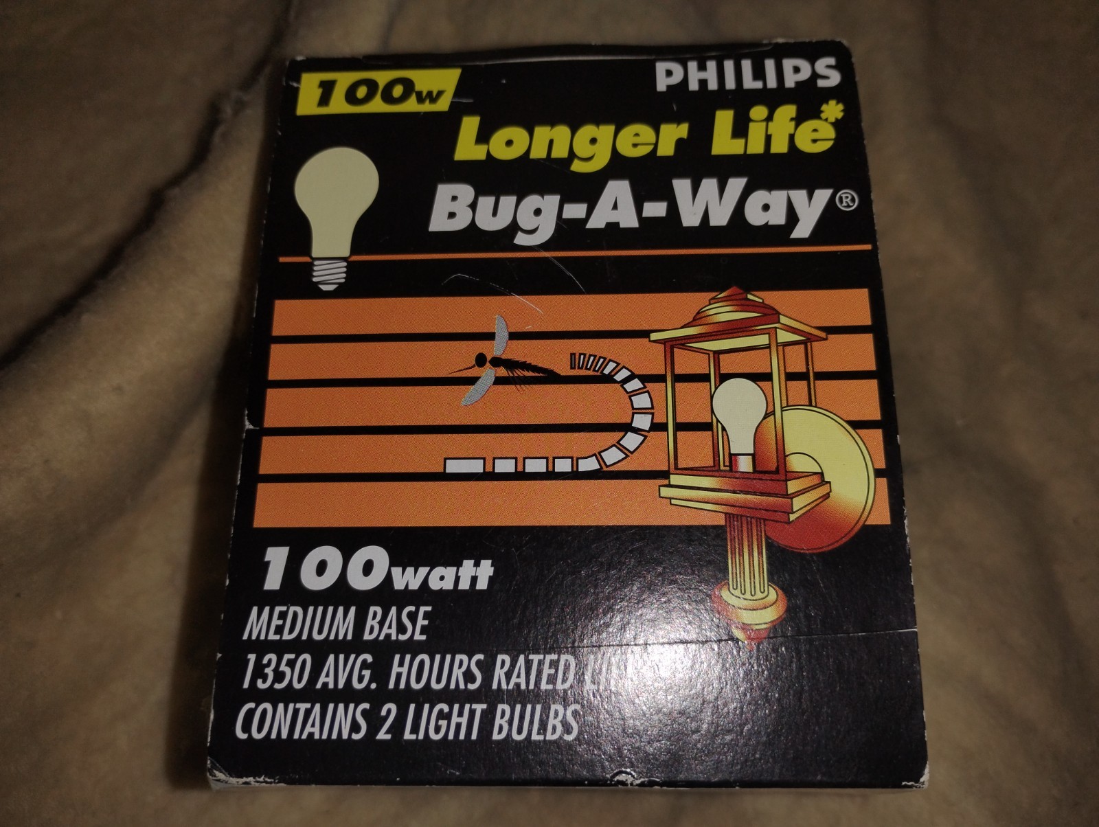 2-pack Philips Longer Life Bug-A-Away 100 Watt 120v, medium base 1350hr USA MADE