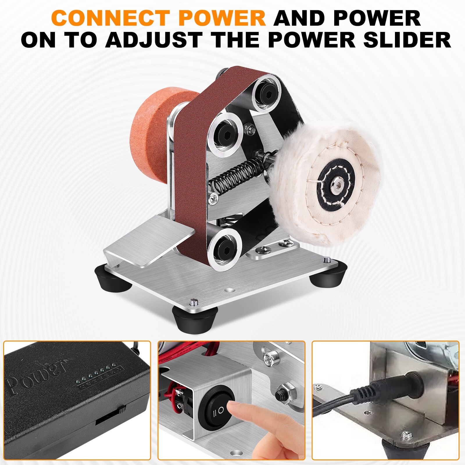 Mini Belt Sander Electric, 7-Speed, 15° Sharpener for DIY & Jewelry Making