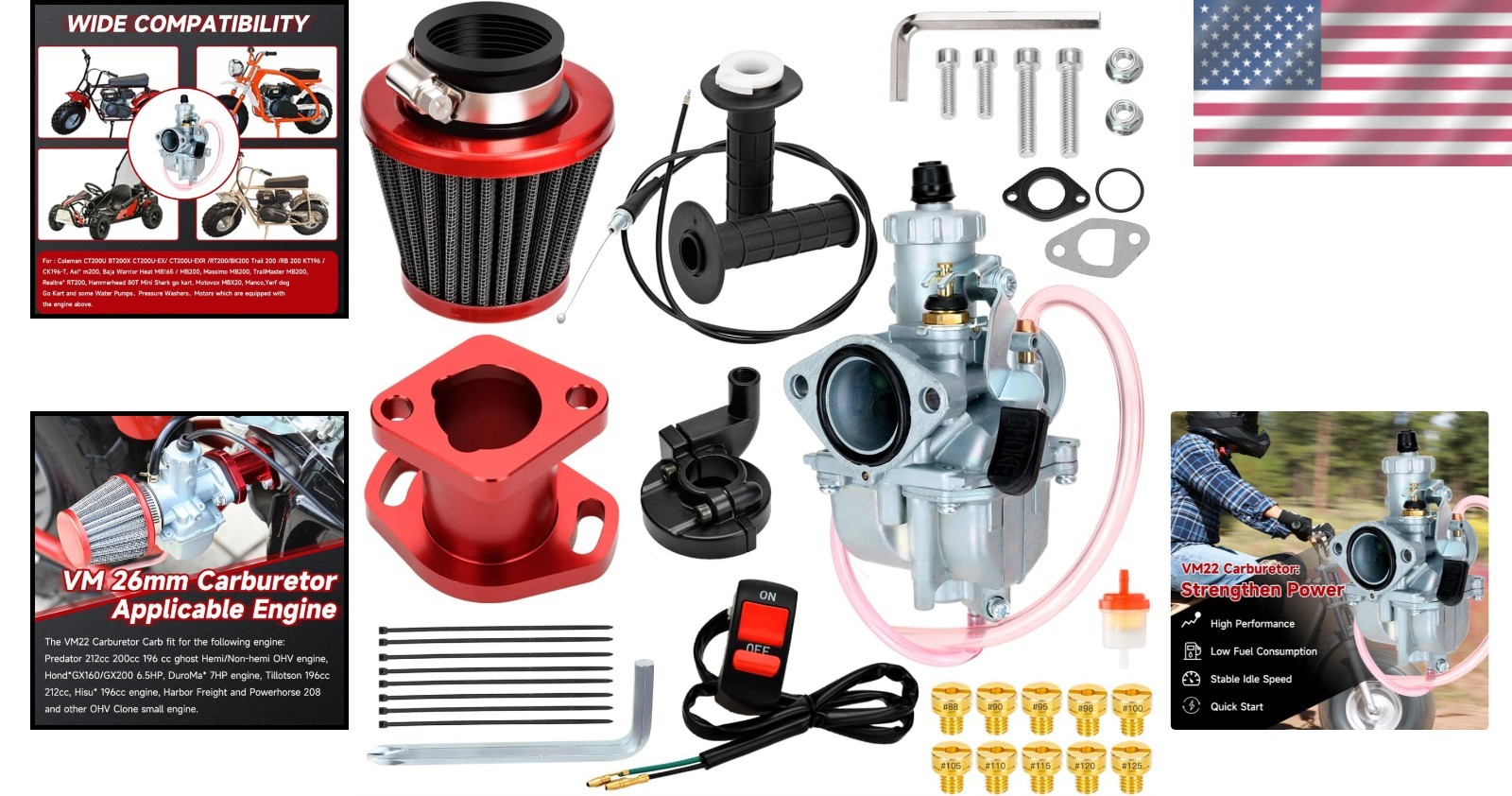 26mm Carburetor Assembly for Go-Kart & Mini Bike Engines – All-Inclusive
