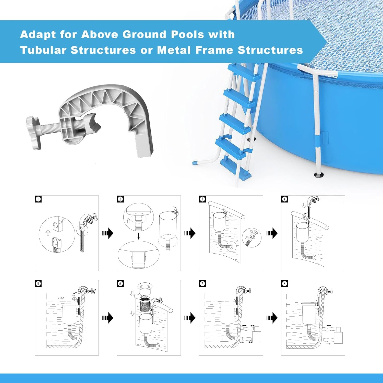 Above Ground Pool Skimmer – Wall Mount Adjustable Floating Debris Collector | US