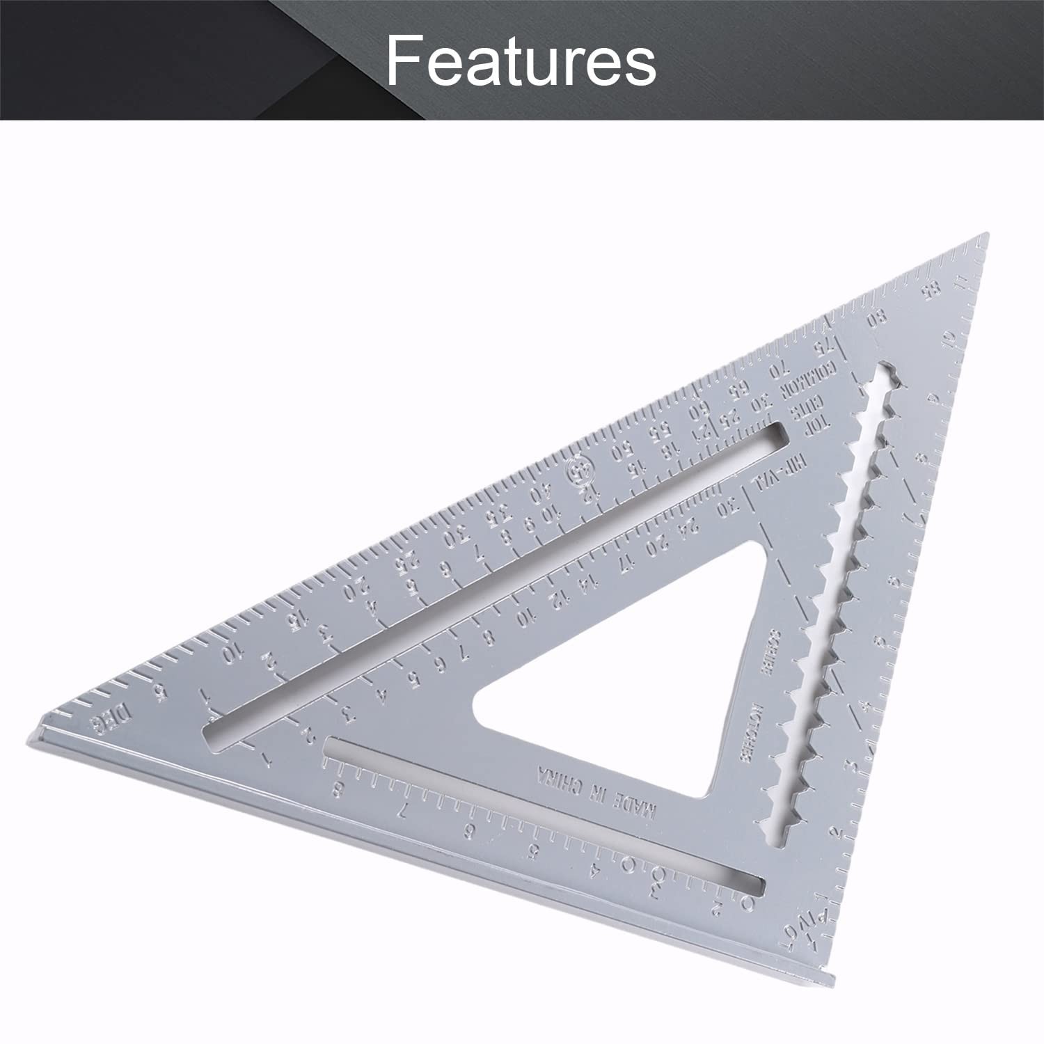 12-inch Triangle Square, Professional Aluminum Alloy Measuring Layout Tool