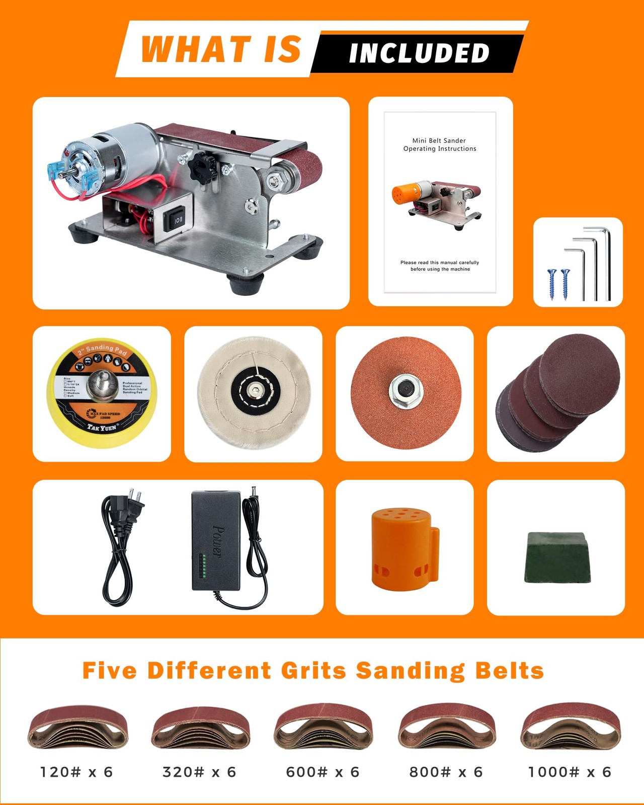 Mini Belt Sander Electric Grinder 7 Speed Knife Sharpener Wood Metal Tool