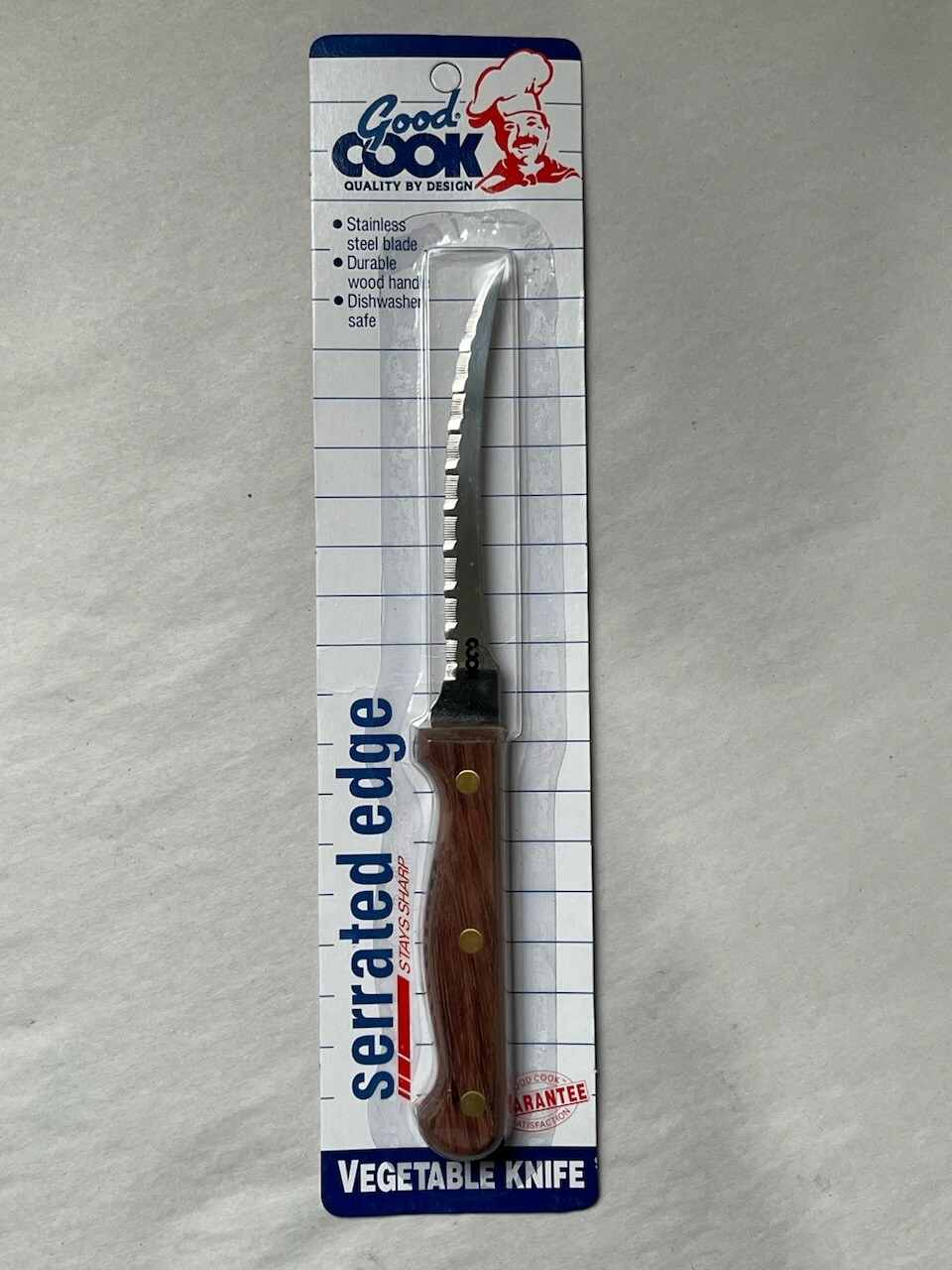 Good Cook 4.5″ Serrated Veggie Knife Stainless Steel Wood Handle New Old Stock