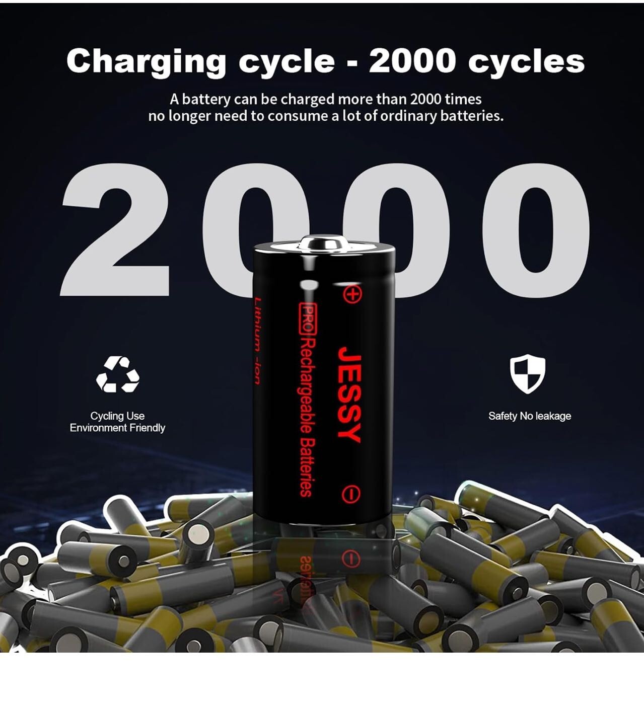 JESSY 16 Pack CR123A Lithium Batteries, 3.7V Rechargeable Batteries for Arlo Wir